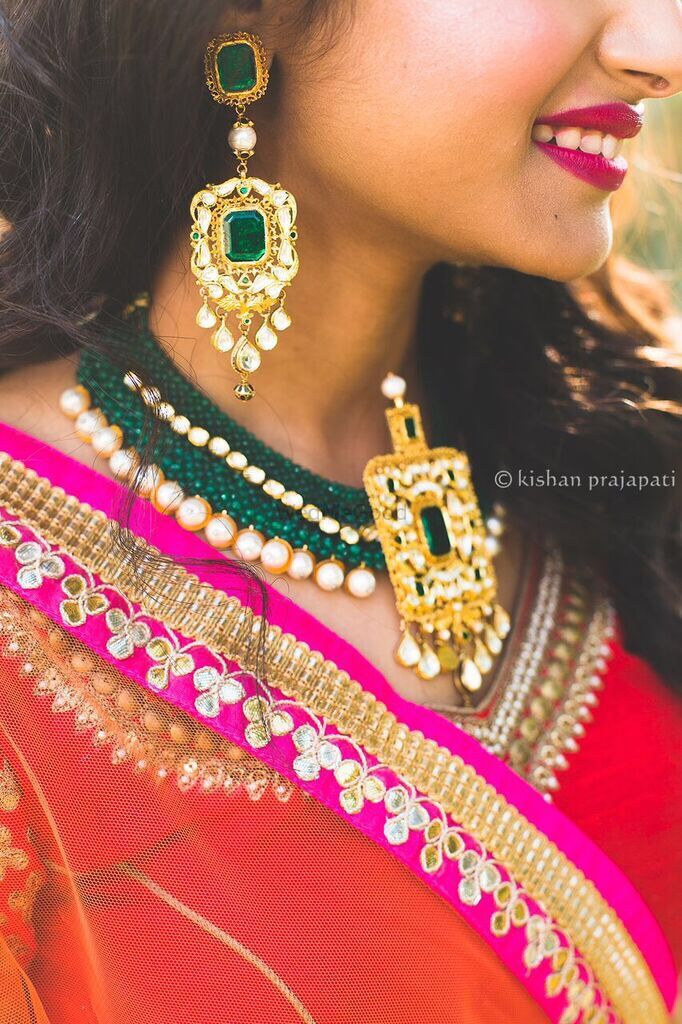 Photo of Emerald and Polki choker necklace for bride
