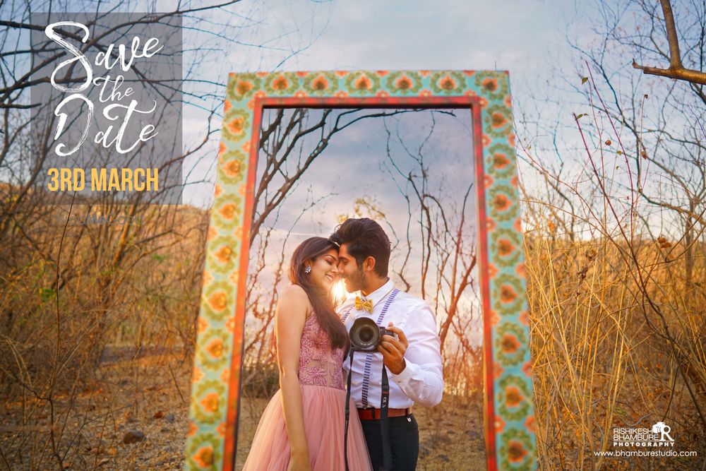 Photo of Cute save the date photo idea with decor elements