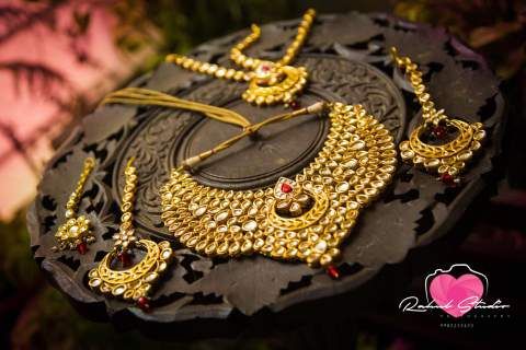 Photo of Gold Bridal Jewelry with Kundan and Ruby