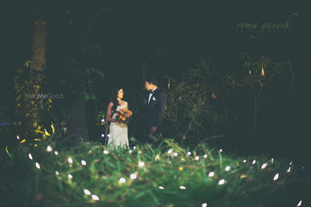 Photo of romantic fairy lit pre-wedding shoot