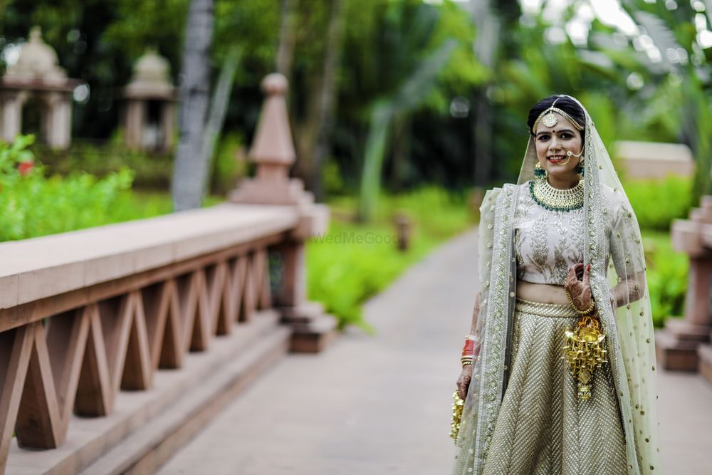 Photo of Offbeat bridal lehenga in dirty green colour