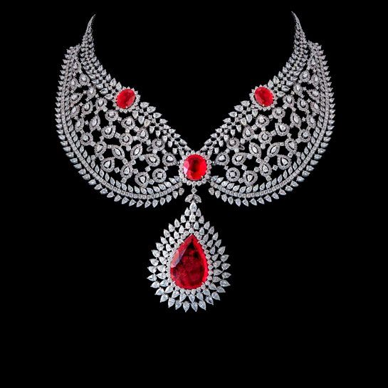 Photo of ruby an diamond necklace set
