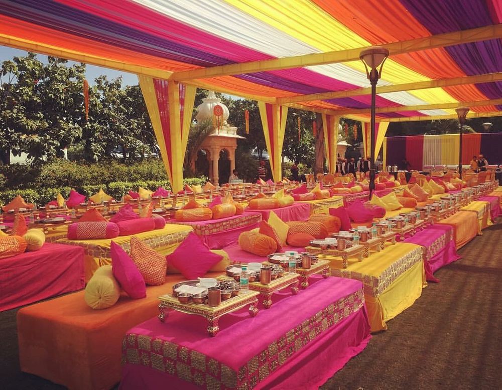 Photo of bright colored mehendi decor
