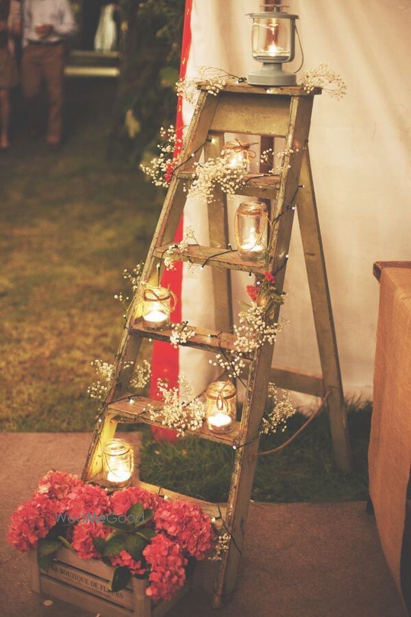 Photo of wooden staircase corner decor