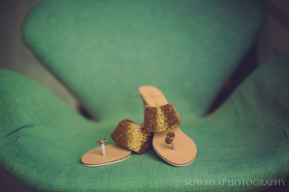 Photo of Flat gold bridal shoes
