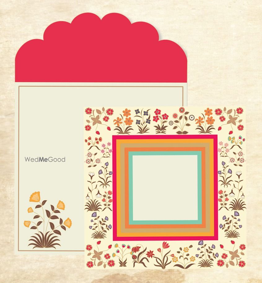 Photo of White and red floral print card