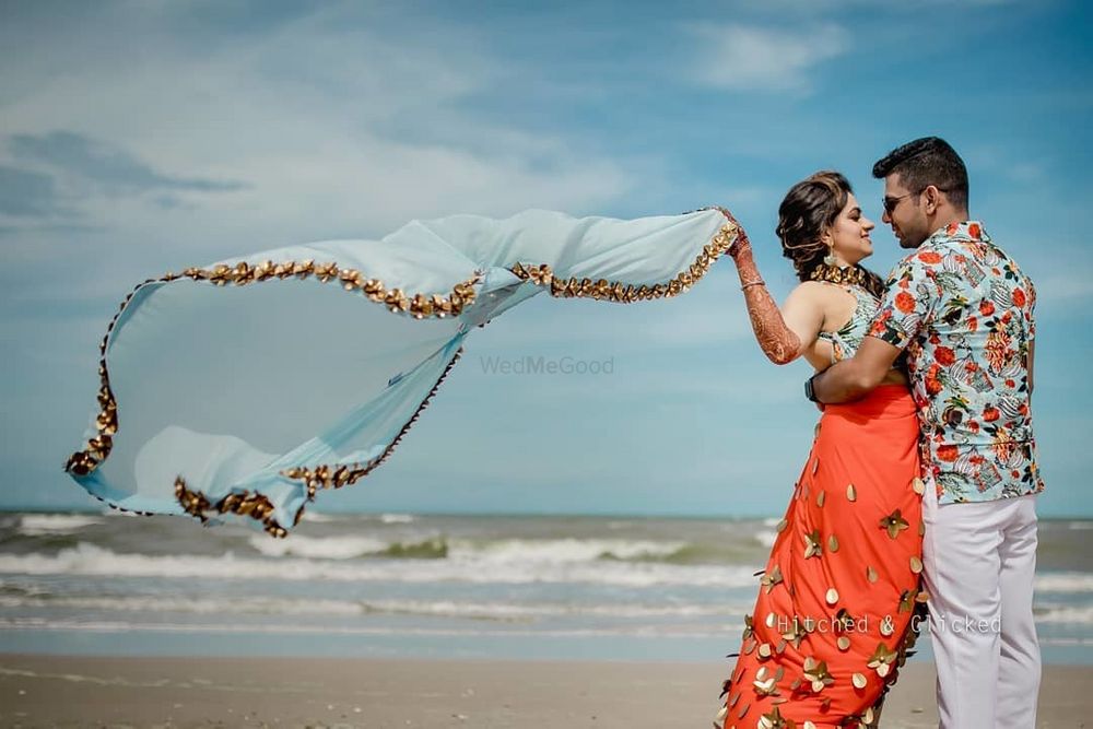 Photo of flowing dupatta pre wedding shot for mehendi