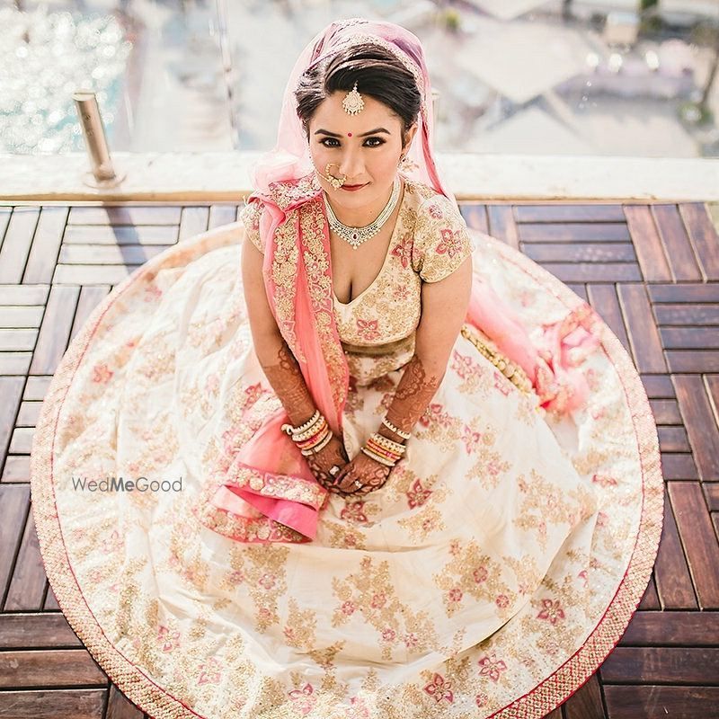 Photo of Bridal lehenga in white flared out