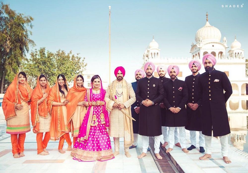 Photo of Sikh Wedding Coordinated Bridesmaids and Groomsmen