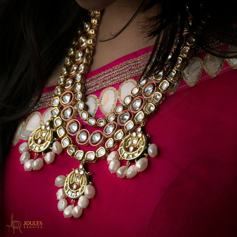 Photo of Layered kundan necklace with pearls