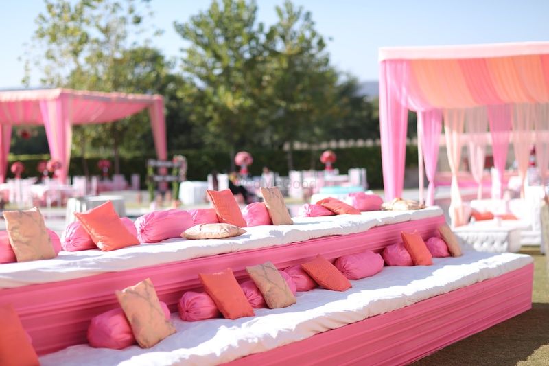 Photo of Pink and white theme seating decor