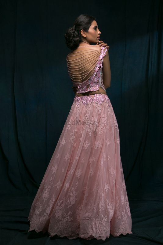 Photo of Light Pink Top and Skirt with Bejewelled Ribbed Back