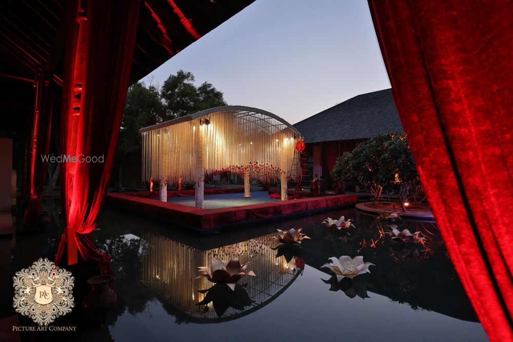 Photo of Floating mandap with floral strings