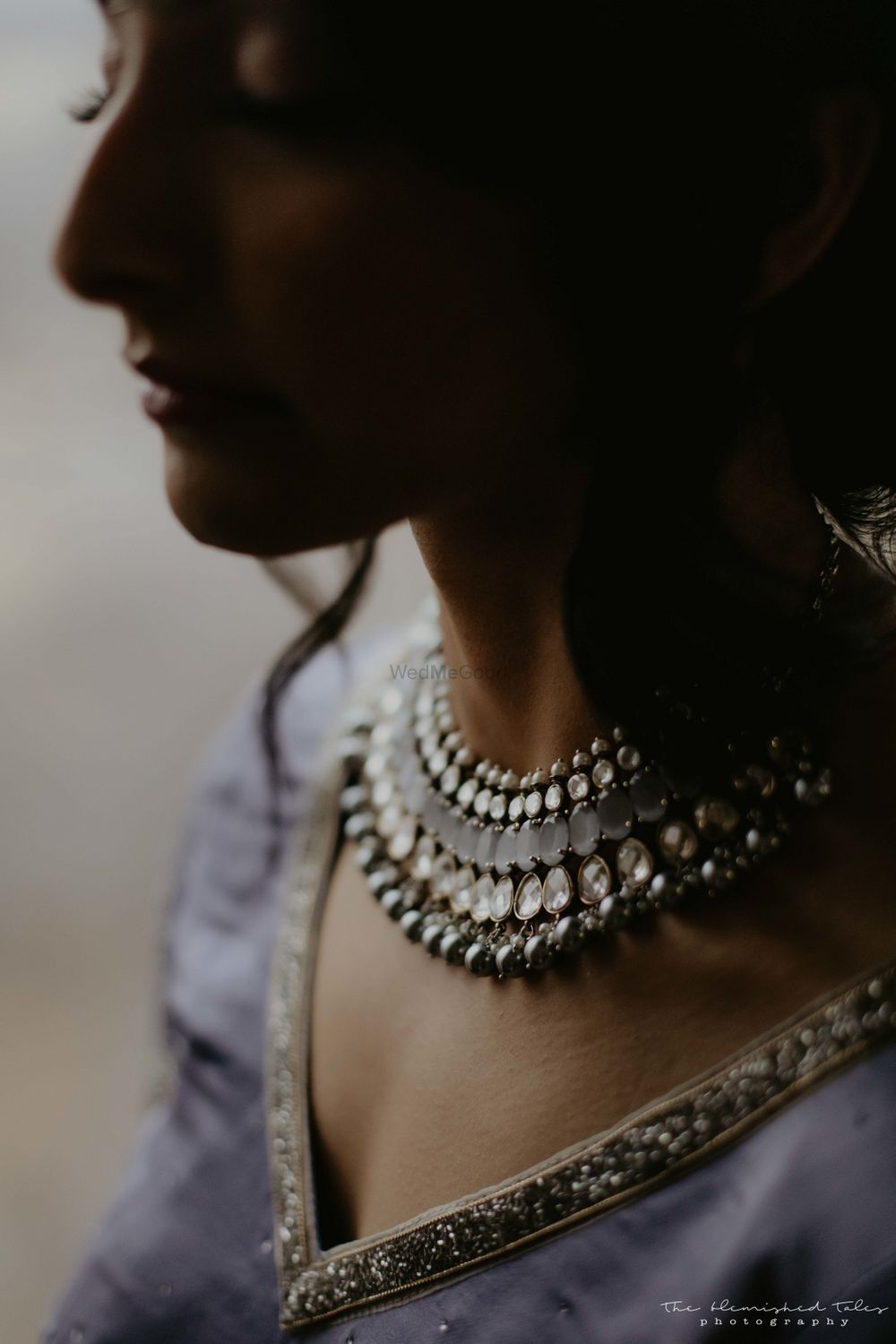 Photo of unique bridal necklace with stones