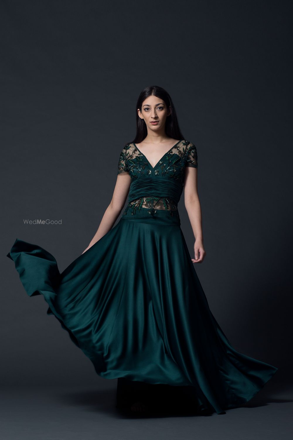 Photo of bottle green lehenga