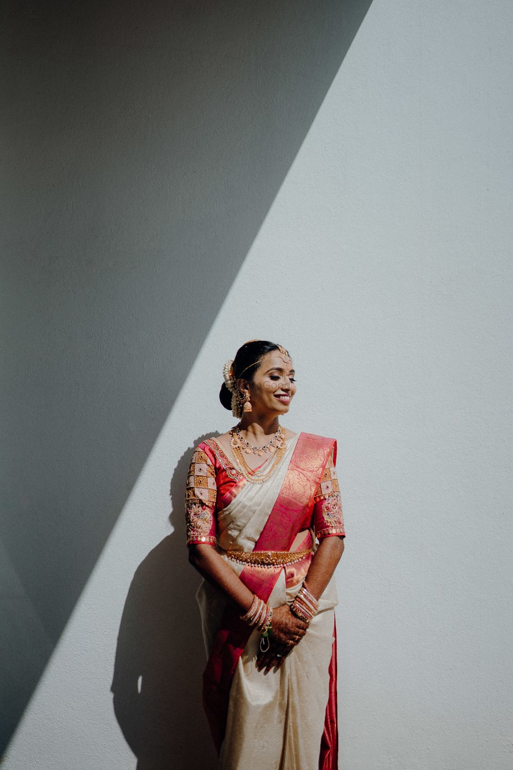 Photo of Pink & white Kanjeevaram saree