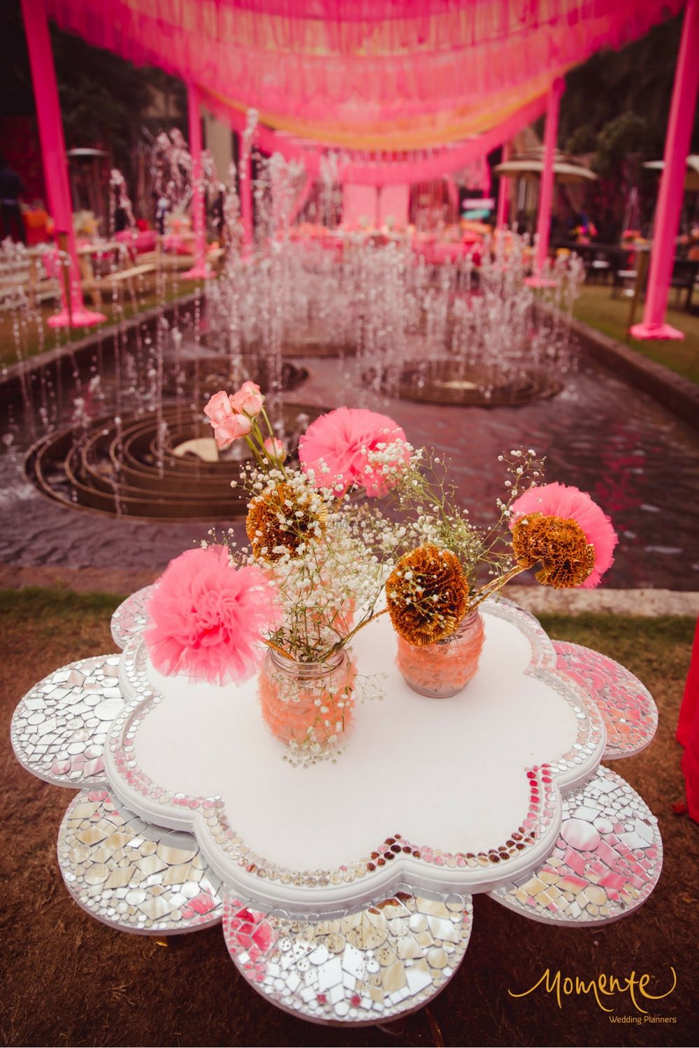 Photo of Light pink and white theme floral arrangement