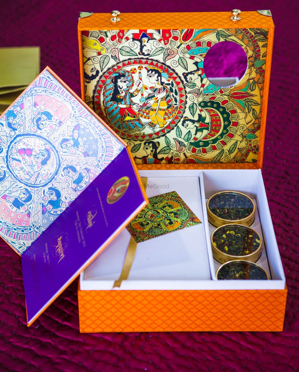 Photo of Invitation card box with digital print and funky illustrations