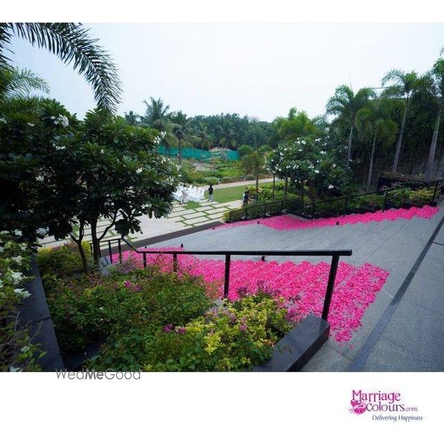 Photo From Floral carpet of rose petals laid on the grand staircase for the bride entry - By Marriage Colours