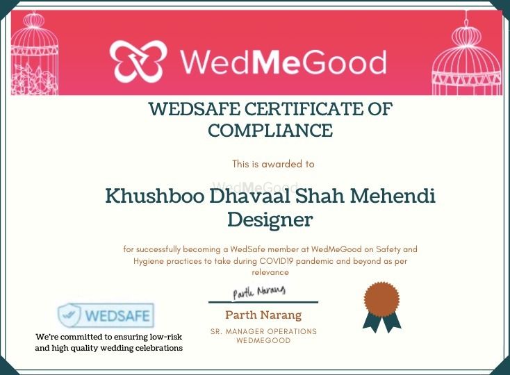 Photo From WedSafe - By Khushboo Dhavaal Shah Mehendi designer