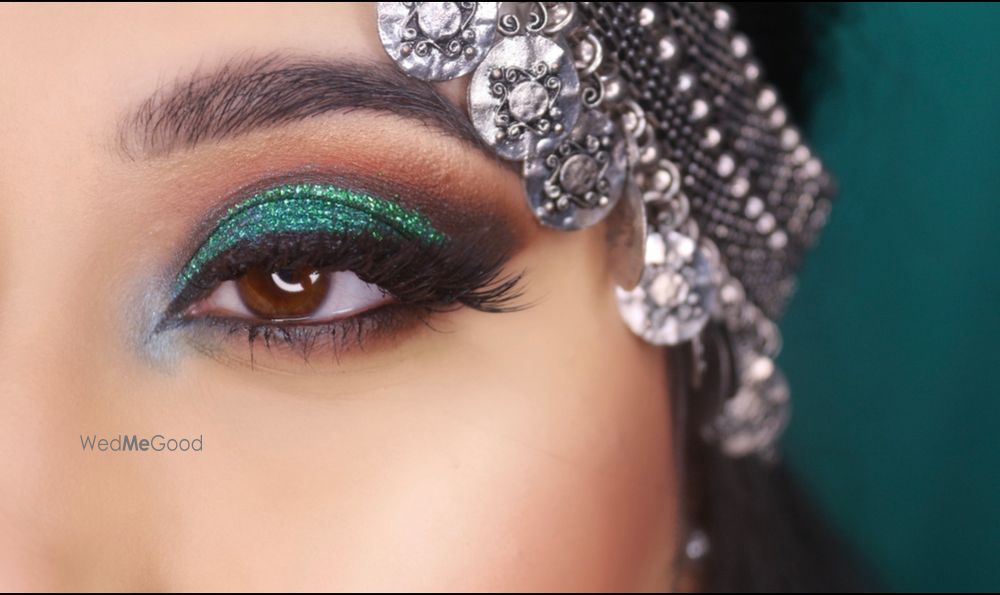 Photo From teal green smokey glitter eye look - By Get Sparkled by Aenaz Khan 