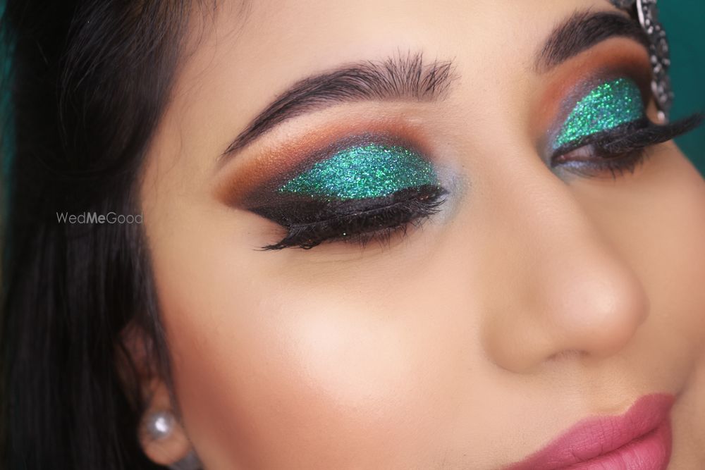 Photo From teal green smokey glitter eye look - By Get Sparkled by Aenaz Khan 