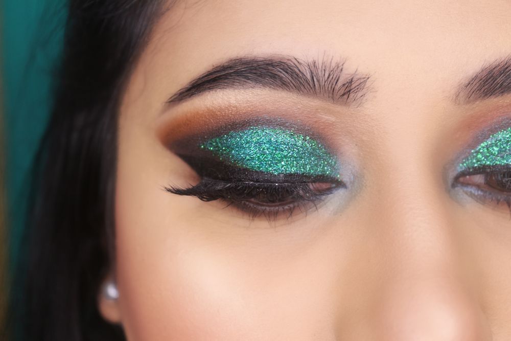 Photo From teal green smokey glitter eye look - By Get Sparkled by Aenaz Khan 