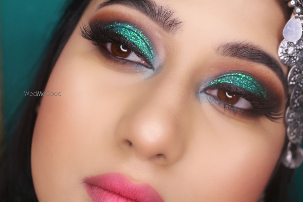 Photo From teal green smokey glitter eye look - By Get Sparkled by Aenaz Khan 