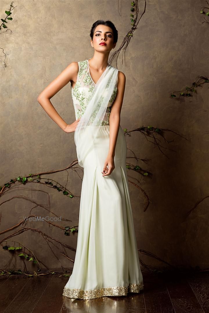 Photo of mint gown sari