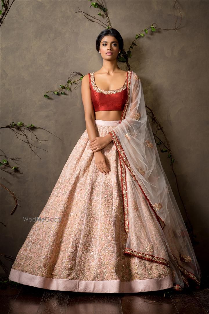 Photo of marsala and cream lehenga