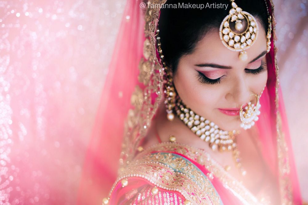 Bright Pink Wedding Makeup Photo