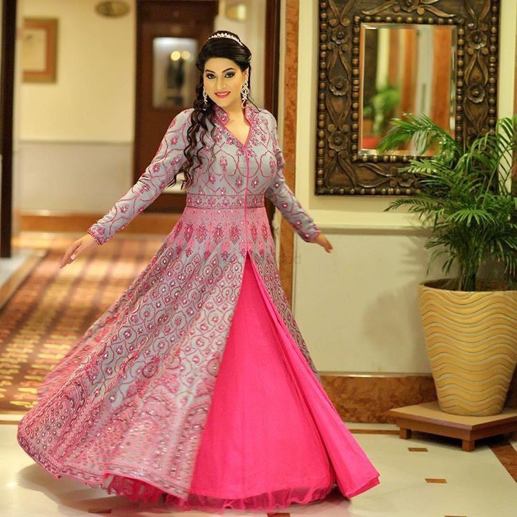 Photo of light grey and pink anarkali
