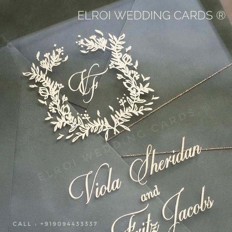 Photo From Beautiful Acrylic invitation | Spl Silver Green  soft touch material envelope - By ELROI Wedding Cards 