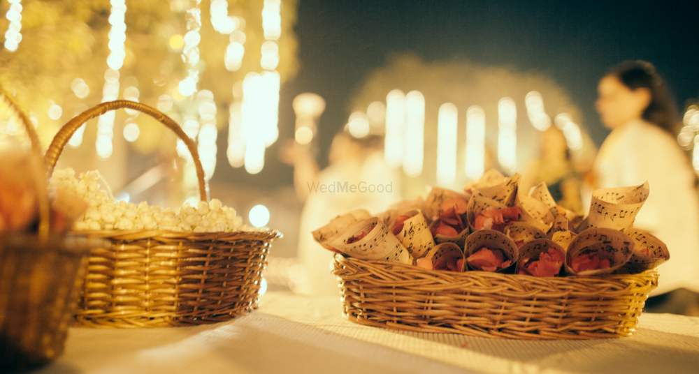 Photo of Flower petals for guests to throw in paper cones and baskets