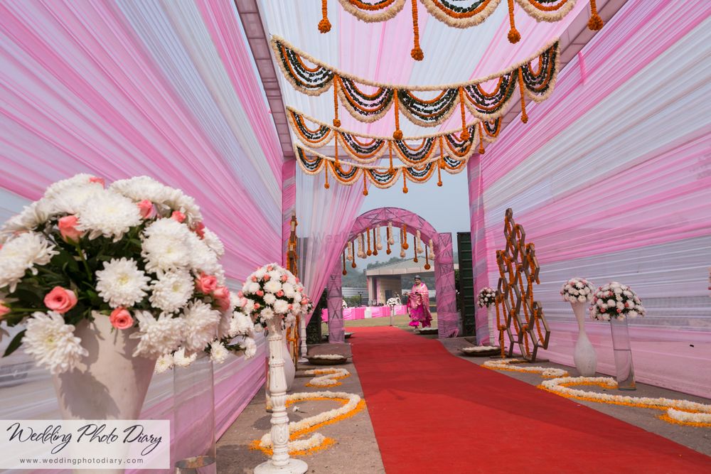 Photo of pink and white entrance decor
