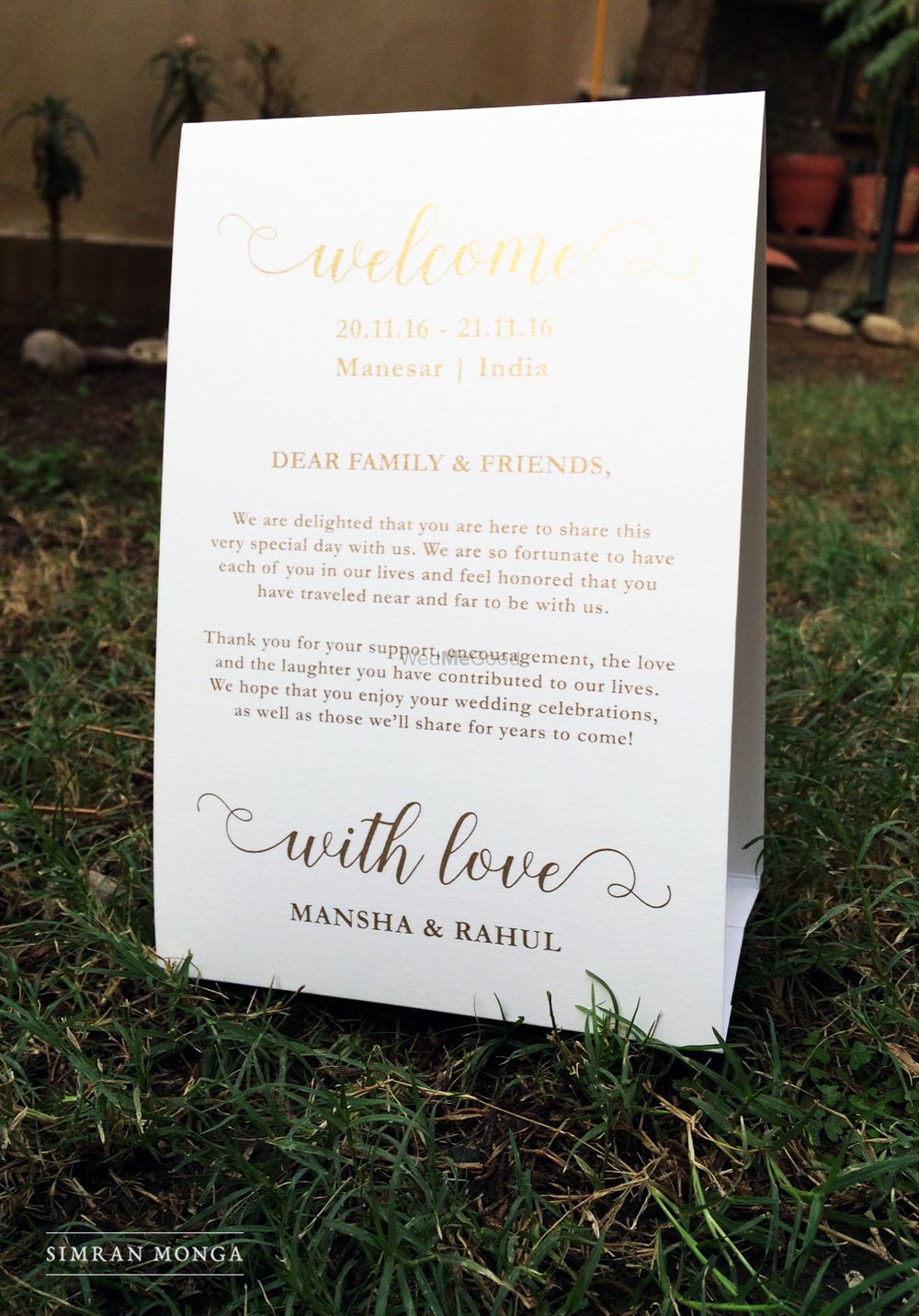 Photo of Unique card to welcome guests to their room