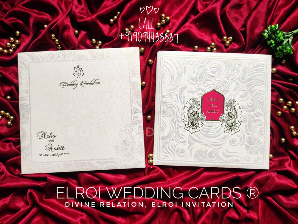 Photo From Spl Embossed Padding invitation | Card & Cover Watermark print and Gold foil Emboss, Two inserts two color text print. - By ELROI Wedding Cards 
