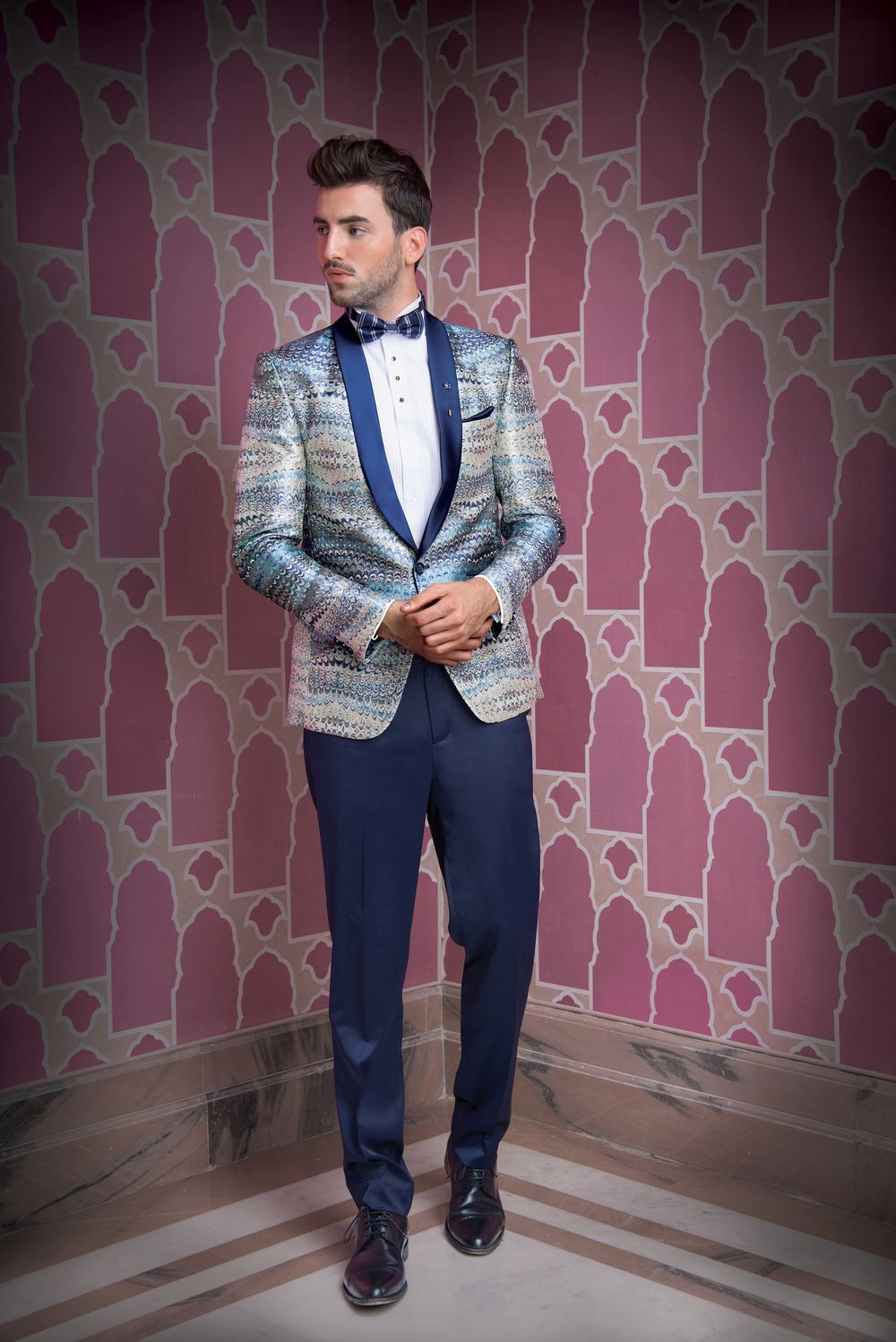 Photo of Unique printed tuxedo jacket for groom