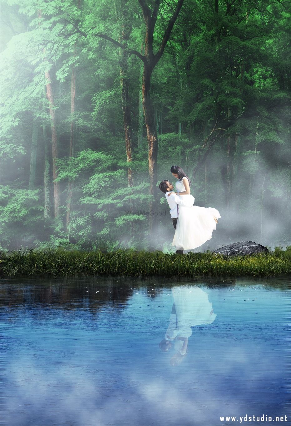 Photo of Enchanted forest pre wedding shoot in white outfits