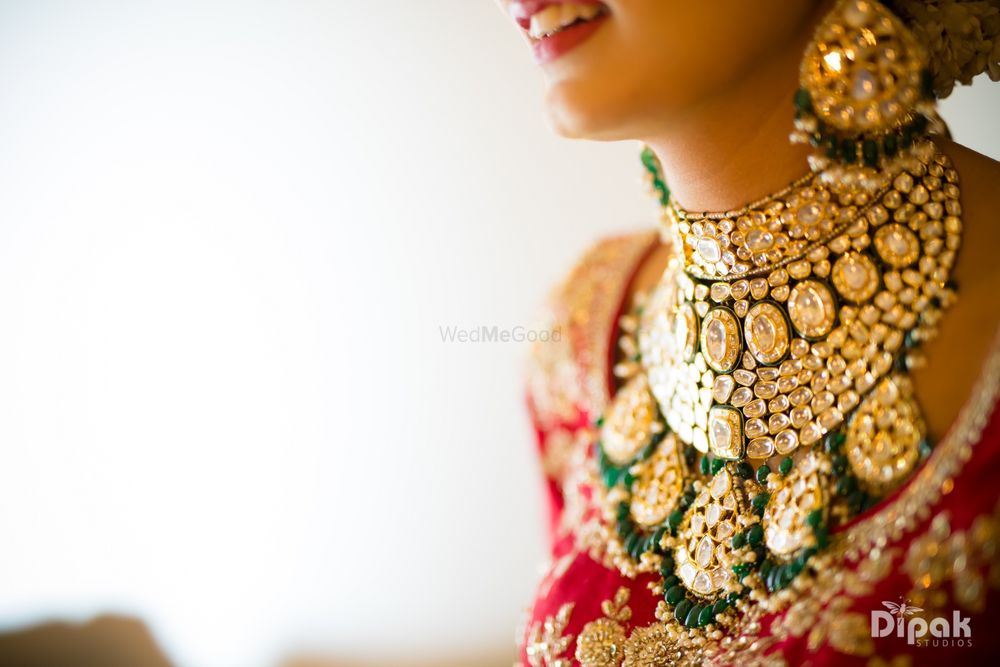 Photo of Elaborate bridal necklace with green beads