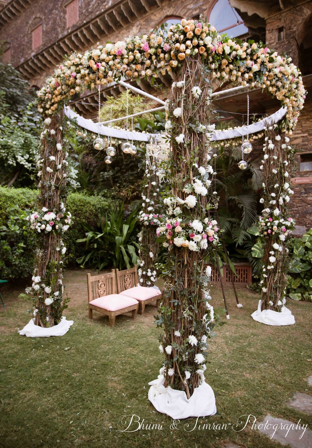 Photo of vintage floral mandap decor