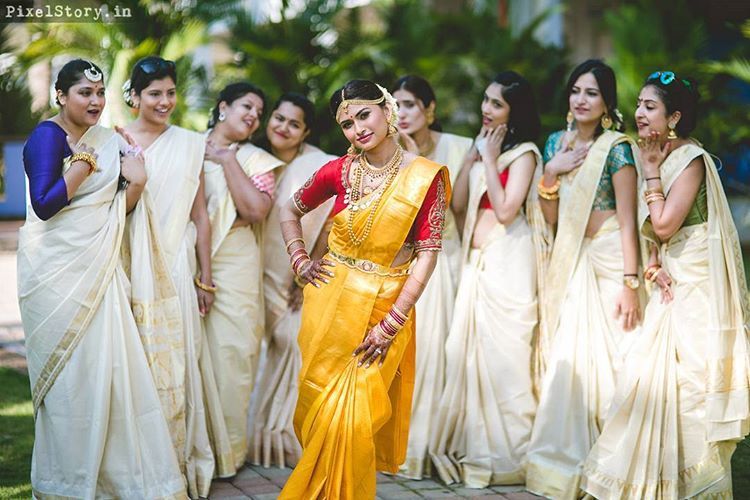 Photo of South indian bridesmaids in silk sarees