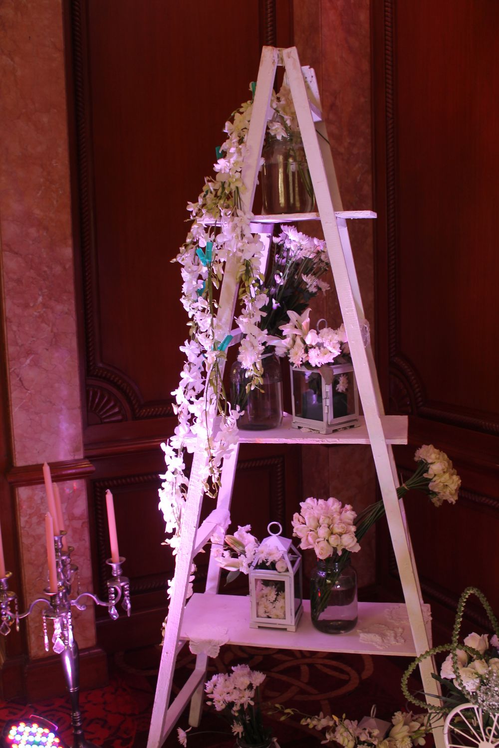 Photo of decorated floral staircase
