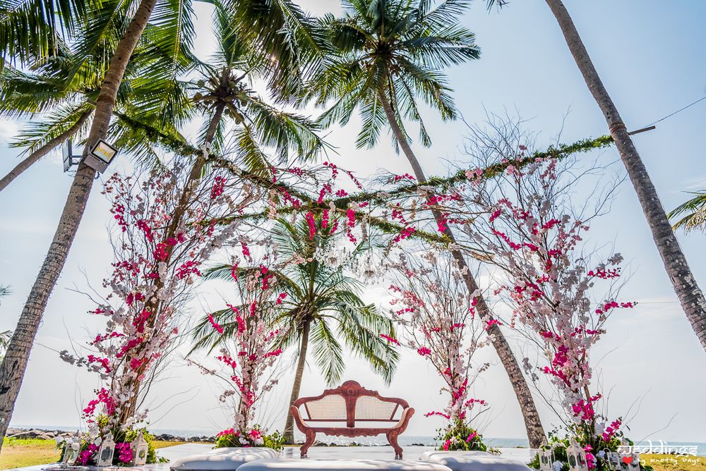 Photo of Floral wedding stage decor