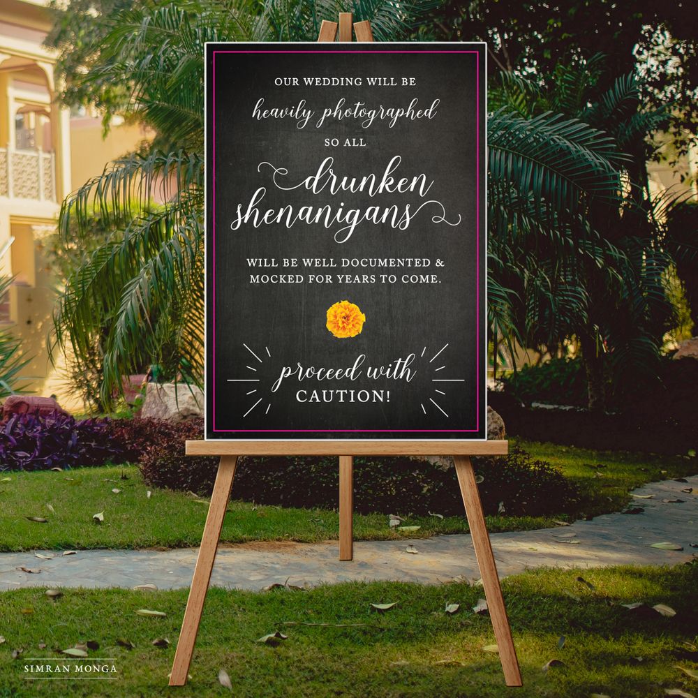 Photo of Cute cocktail decor sign with chalkboard effect