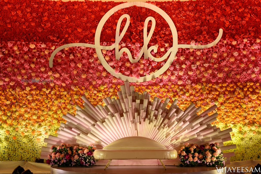 Photo From Floral Wall That Stole Many Hearts - Reception Decor at C K Convention - By Eventina Decors