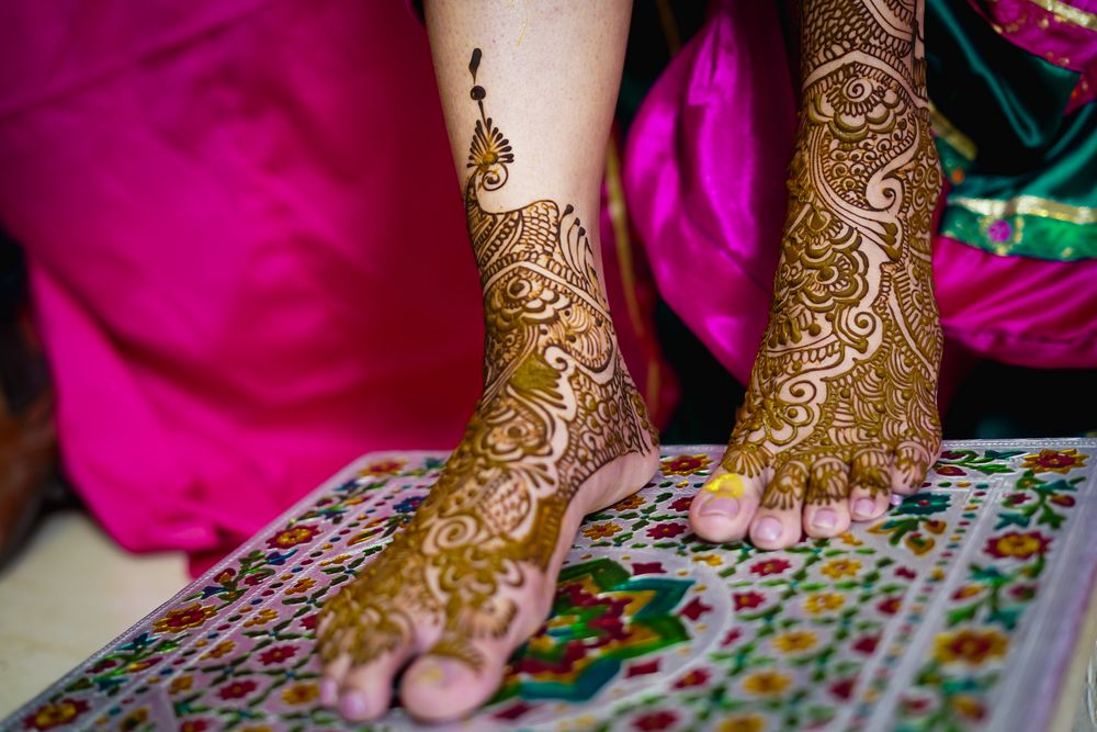Photo of Traditional feet mehendi design.