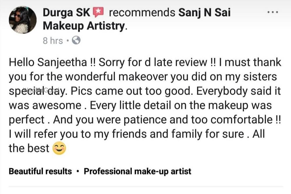 Photo From Clients Feedback - By Sanj Sai Makeup