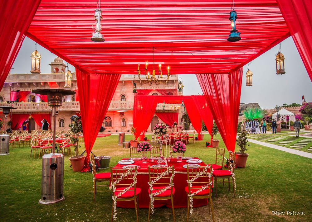 Photo of Red theme wedding decor