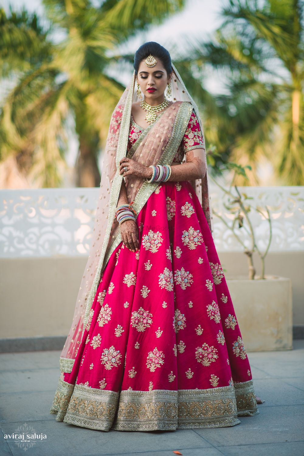 Photo of Red and light pink bridal lehenga